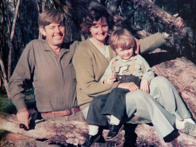 Anti-drugs campaigner Donald Mackay with wife Barbara and son James, 3, in a photo taken the week before he was shot dead by Melbourne hitman James Bazley in 1977.