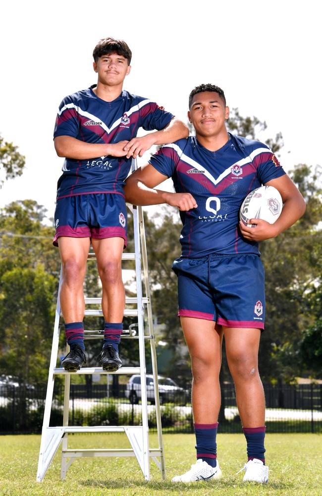 Loko Junior Pasifiki Tongan (R) during his time at Ipswich SHS. Picture: John Gass