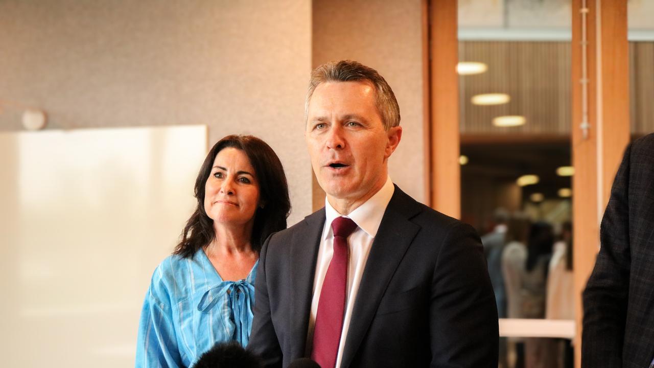 Federal Education Minister Jason Clare and State Education Minister Jo Palmer at the new Inveresk campus. Picture: Stephanie Dalton