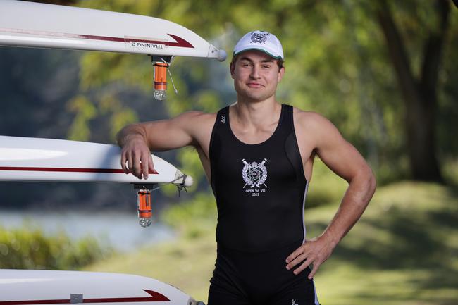 Xavier Rubens of Brisbane Boys' College’s rowing team. Picture Lachie Millard