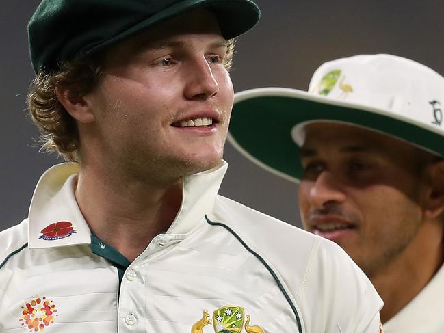 PERTH, AUSTRALIA - NOVEMBER 12: Will Pucovski of Australia looks on while waiting to take to the field during day two of the International Tour match between Australia A and Pakistan at Optus Stadium on November 12, 2019 in Perth, Australia. (Photo by Paul Kane/Getty Images)