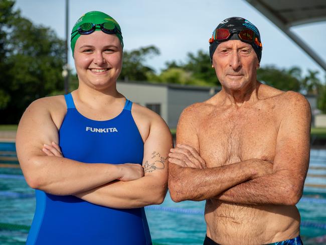 DarwinÃs own Shannon Coutts and Robert Magin putting in the final work ahead of next months National Masters Swimming Championship in Darwin. Picture: Pema Tamang Pakhrin