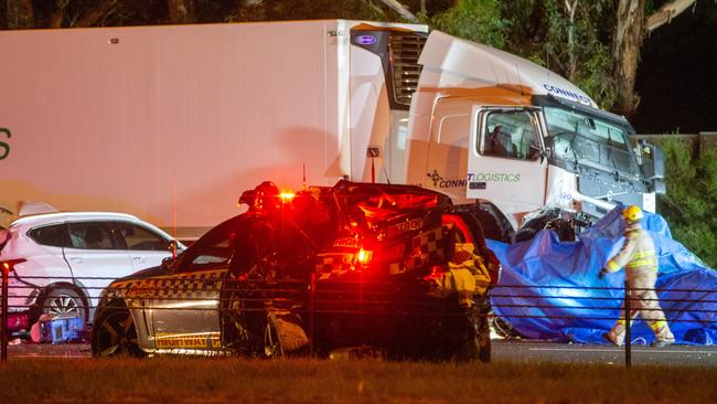 The crash scene on the Eastern Freeway. Picture: Mark Stewart