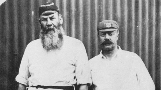 Australian Hall of Famer Billy Murdoch, right, with England great WG Grace