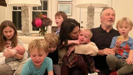 Alec and Hilaria Baldwin with their seven children. Picture: Instagram