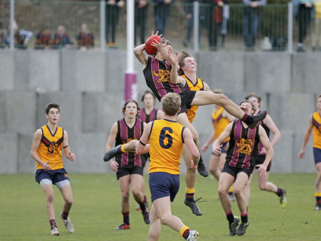 Hutchins 1st XVIII versus Scotch Oakburn in the Sports Association of Independent Schools Australian Rules grand final. Picture. PATRICK GEE