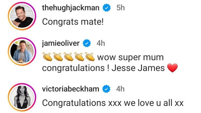 Celebrities have congratulated the couple. Picture: Instagram