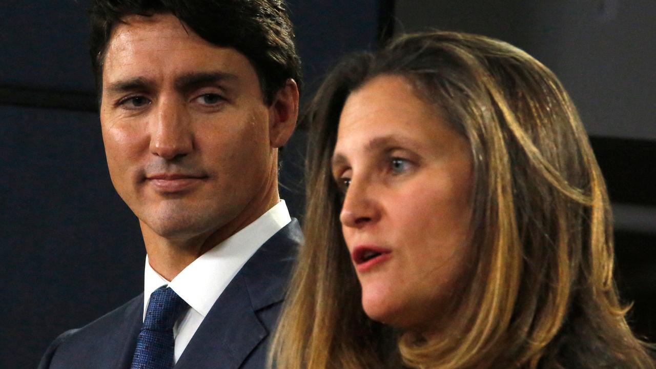 Finance Minister Chrystia Freeland has resigned from Cabinet. Picture: Patrick Doyle/AFP