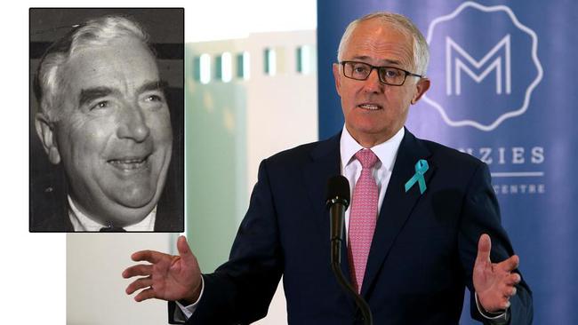 Malcolm Turnbull has reaffirmed his belief that Sir Robert Menzies saw the Liberal Party as centrist and progressive.