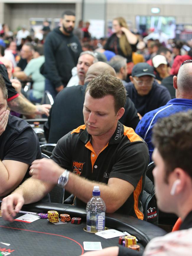 Boxer Jeff Horn, playing in a poker tournament at Southport Sharks. Pic Mike Batterham