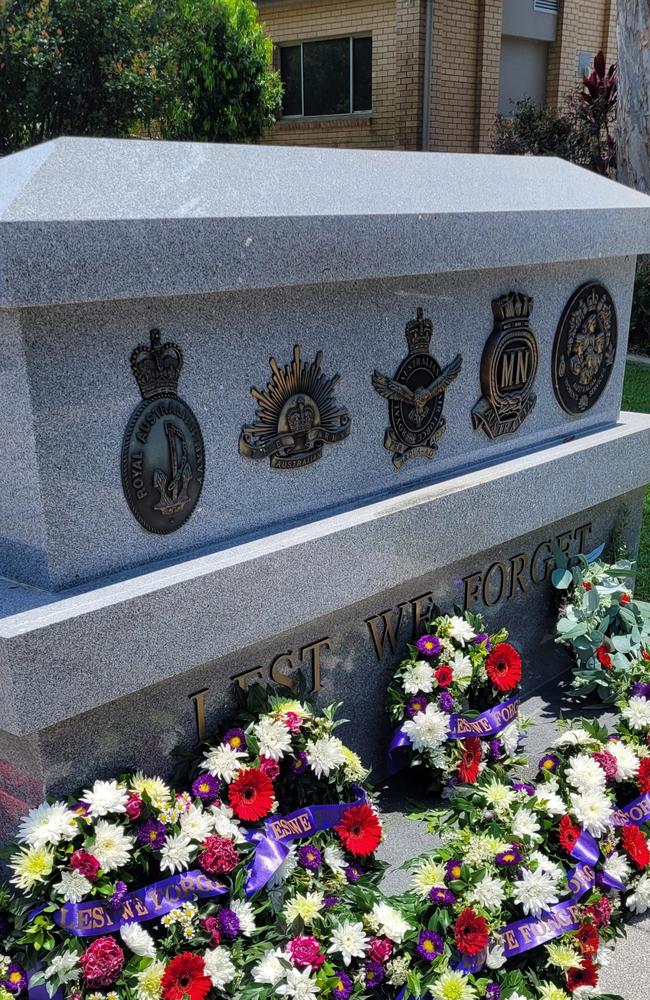 Flowers placed at Caloundra. Photo: RSL