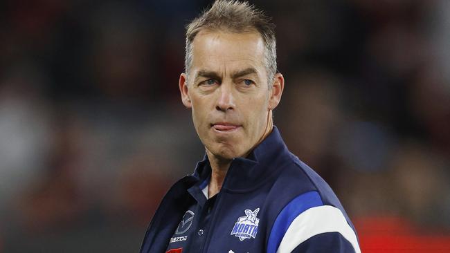 MELBOURNE , AUSTRALIA. May 19, 2024.  AFL round 10Ã  Essendon vs North Melbourne at Marvel Stadium .   Alastair Clarkson, senior coach of the Kangaroos    . Pic: Michael Klein