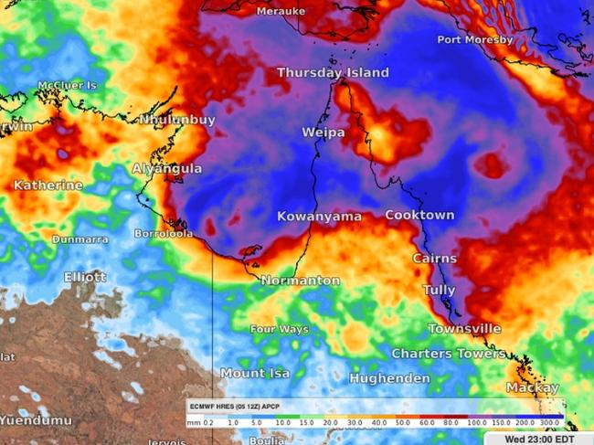 North Queensland is bracing for a drenching as a monsoon trough slams into the region bringing heavy rain and raising the risk of a tropical cyclone. Picture: Weatherzone via NCA NewsWire