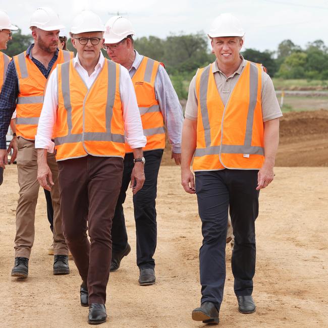 Queensland Premier Steven Miles and Prime Minister Anthony Albanese in Rockhampton. Picture: Annette Dew