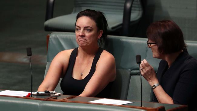 Clad in her gym gear, Emma Husar gets ready to vote. Picture: Gary Ramage