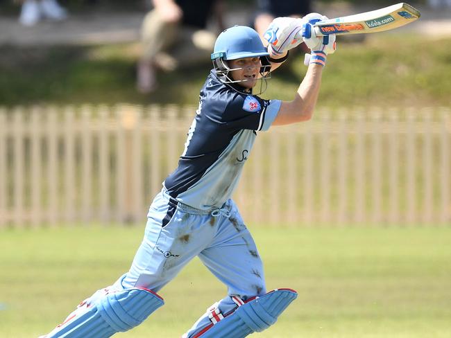 Steve Smith at the crease in Sydney grade cricket with Sutherland in September. Picture: AAP