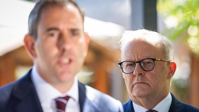 Anthony Albanese on the campaign trail in Queensland with Jim Chalmers. Picture: Mark Stewart