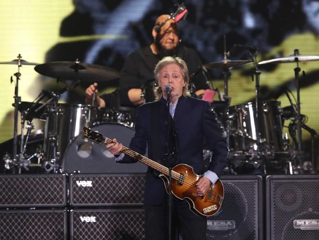 Paul McCartney in concert at Marvel Stadium in Melbourne. Picture: David Crosling