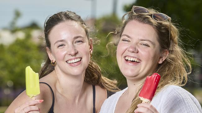 Nicole Emily Heath and Jenny Harding at Weigall Oval Reserve in Kurralta Park get set for the hot weather ahead. Picture: Matt Loxton