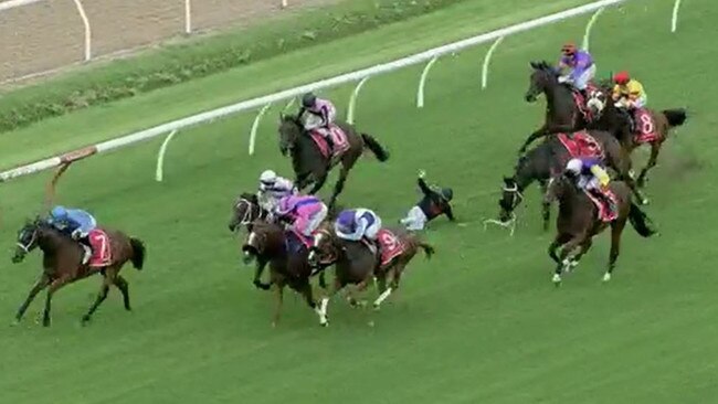 A jockey is in a serious condition after he fell from his horse at the Sunshine Coast Turf Club on December 27. Picture: Racing Queensland