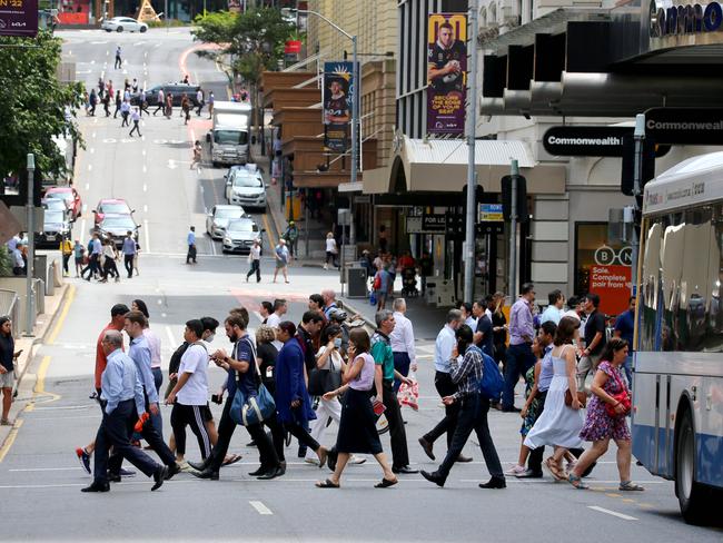 Office workers throughout the Brisbane CBD. Picture: David Clark