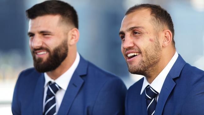 Josh Mansour and Blake Ferguson are ‘bro-ing’ down on tour. Picture: Brett Costello