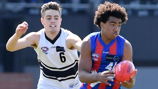 Isaac Quaynor and Patrick Naish in action in the TAC Cup last year. Picture: Andy Brownbill