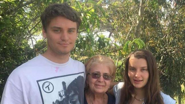 Gage Wilson with his sister Niki Manidakis and their grandmother Marie. Picture: Supplied by Elizabeth Kovacs