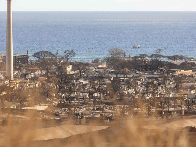 Charred remains of a burned neighbourhood in Lahaina, western Maui, Hawaii. Picture: AFP