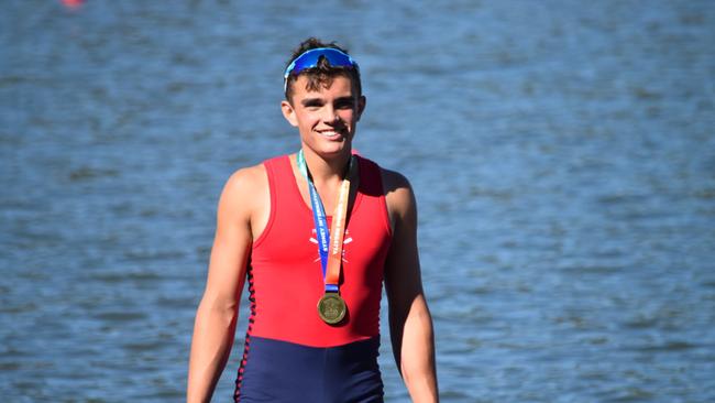 Lucas Wigston of The Friends’ School today won the schoolboys single scull title at the Australian Rowing Championships in Penrith, Sydney. Picture: SUPPLIED 