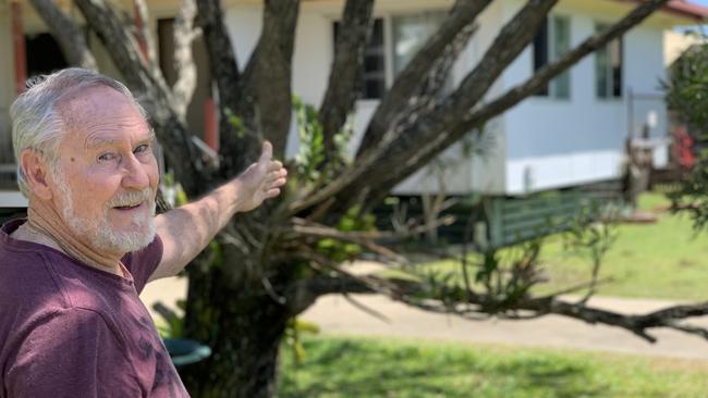 Neighbour Bob Ross saw the smash-up at 34 Kindermar St in South Mackay on November 11 first-hand from the front-steps of his house and said the dual-cab 4wd was 'up on two wheels' as it barrelled across the road. Picture: Duncan Evans