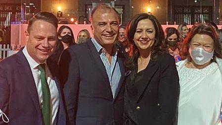 Reza Adib and Annastacia Palaszczuk at the Brisbane Fashion Festival with Lord Mayor Adrian Schrinner, Lady Mayoress Nina Schrinner and Gina Rinehart