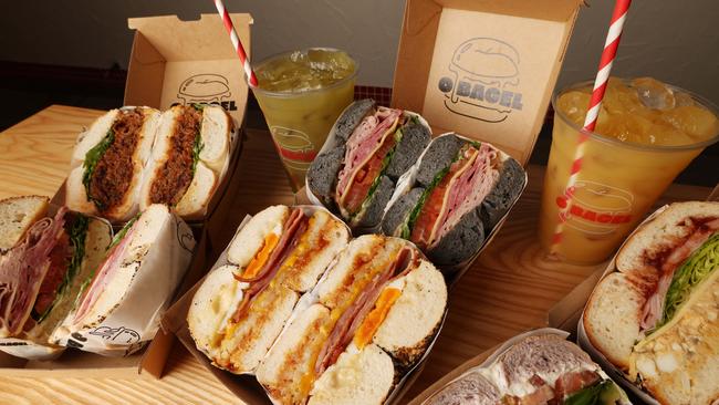 A selection of bagels on offer at O Bagel’s second Broadbeach store in The Oasis. Photo: Annette Dew