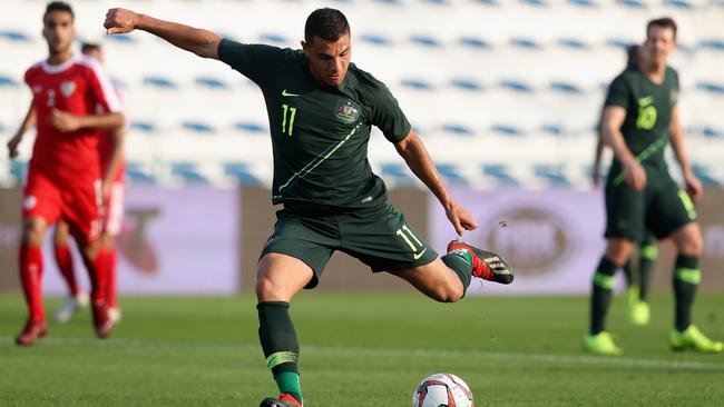 Socceroos coach Graham Arnold will be relying on Andrew Nabbout’s versatility up front at the Asian Cup. Picture: Getty Images 