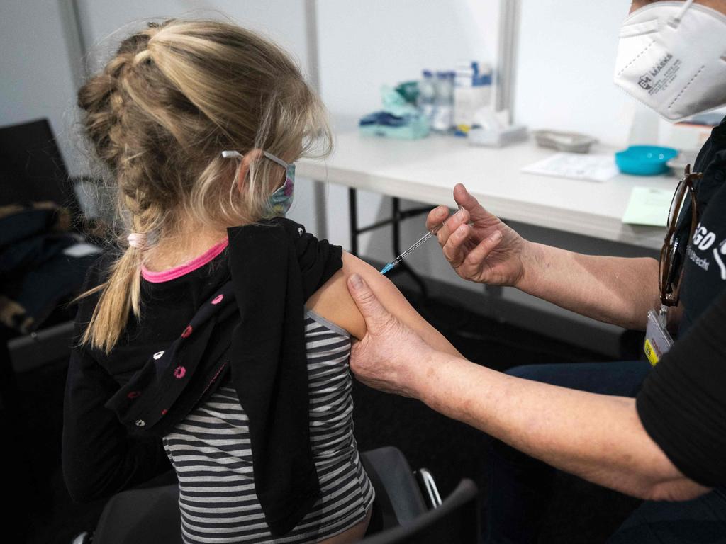 A child receives a dose of the Covid-19 vaccine in the Netherlands. Picture: Jeroen Jumelet/ANP/AFP