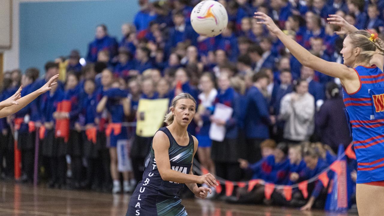 Haylee Doherty of St Ursula's Senior A against Downlands First VII in Merici-Chevalier Cup netball at Salo Centre, Friday, July 19, 2024. Picture: Kevin Farmer