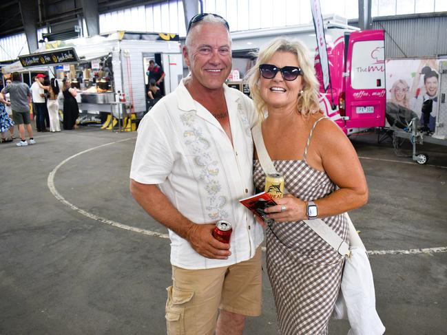 Michael Andjelkovic and Kelly Avage enjoying all the action at the Ladbrokes Cranbourne Cup on Saturday, November 23, 2024. Picture: Jack Colantuono