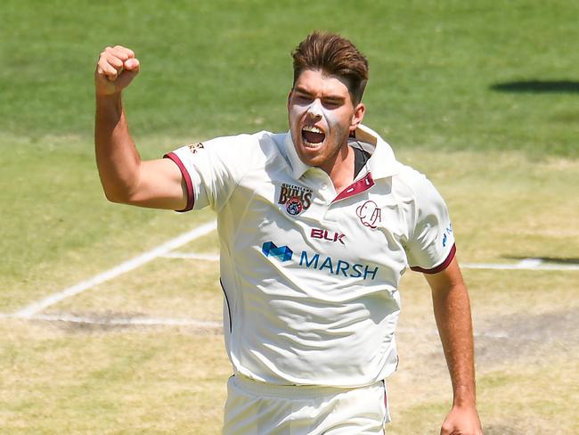 Xavier Bartlett in action for Queensland in the Sheffield Shield in October. Picture: AAP Image/Albert Perez