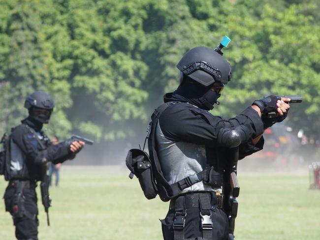 Balinese police pictured during a counter terrorism exercise. Picture: Supplied