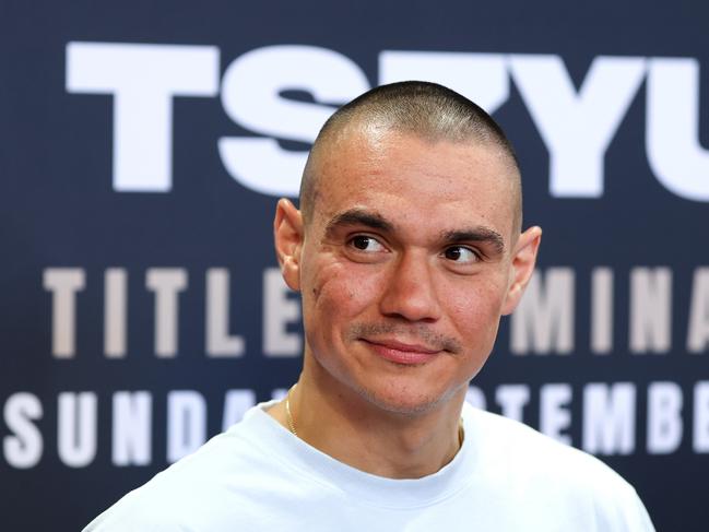 SYDNEY, AUSTRALIA - JULY 18: Tim Tszyu speaks during a Tim Tszyu Fight Announcement at Tszyu Fight Club on July 18, 2024 in Sydney, Australia. (Photo by Brendon Thorne/Getty Images)