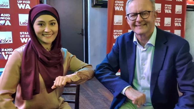 Western Australian Labor senator Fatima Payman with Anthony Albanese.