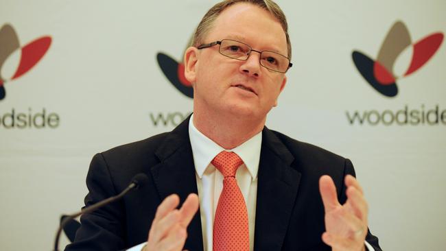 Woodside CEO Peter Coleman spaeks at a media conference in Sydney, Thursday, May 22, 2014. (AAP Image/Dean Lewins) NO ARCHIVING