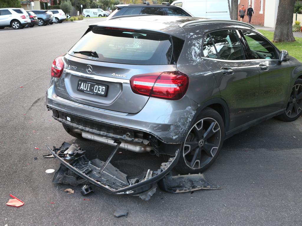 Parked cars were also damaged.