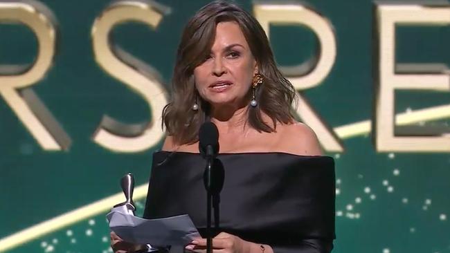 Lisa Wilkinson giving her speech at the Logies. Picture: Channel 9