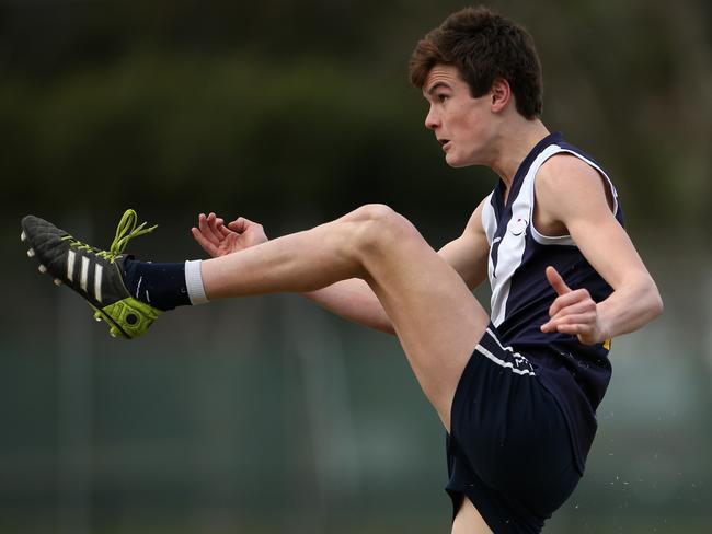 Bayley Fritsch developed his long kicking at Coldstream. Picture: Mark Dadswell