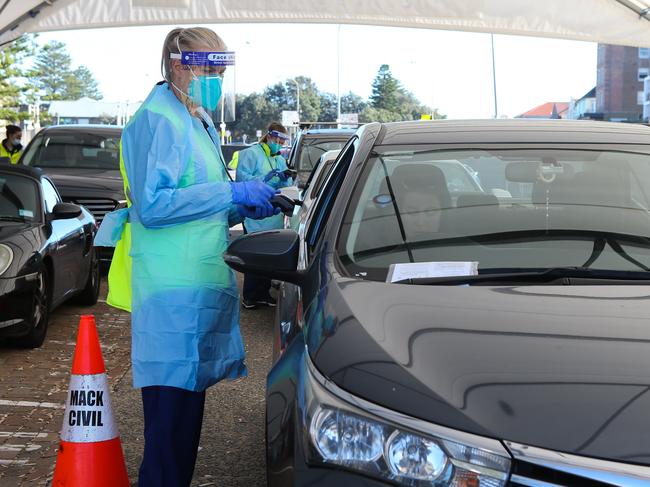 The Bondi Beach Covid-19 testing clinic in Sydney. Two Sydney cases have been detected, and state and territory leaders are taking a cautious approach to a potential outbreak. Picture: NCA NewsWire/Gaye Gerard