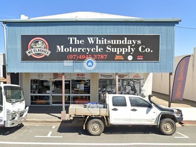 A man has been transferred to Proserpine Hospital after his hand became stuck in a motorcycle at the MC Classics store at 18 Main St on March 14, 2024. Picture: Google Maps