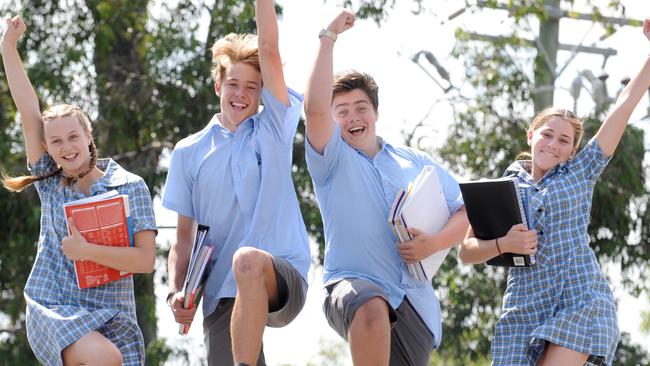 Frankston High School year 10 students Lily, Dylan, Liam and Jenna Bos. Picture: Andrew Henshaw