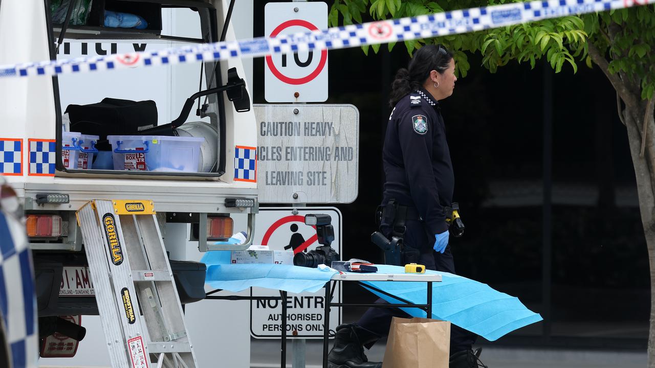 Police investigate the scene of a crime at Amart Store Support Centre, Rochedale. Picture: Liam Kidston