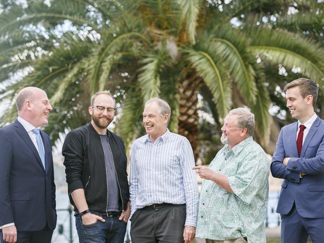 The North Sydney candidates share a joke at a photoshoot. Picture: AAP IMAGE/Tim Pascoe